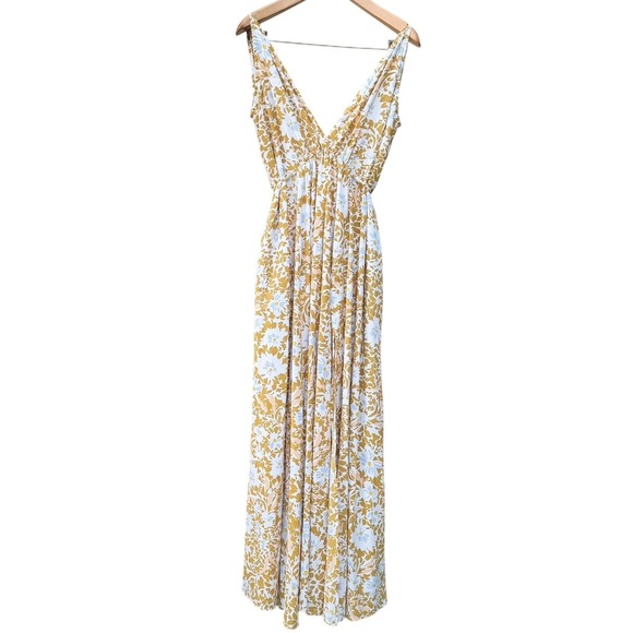 Show Me Your MuMu Dresses & Skirts - Show Me Your Mumu Floral Maxi Dress Womens M Yellow Blue Tassel Tie Boho Summer
